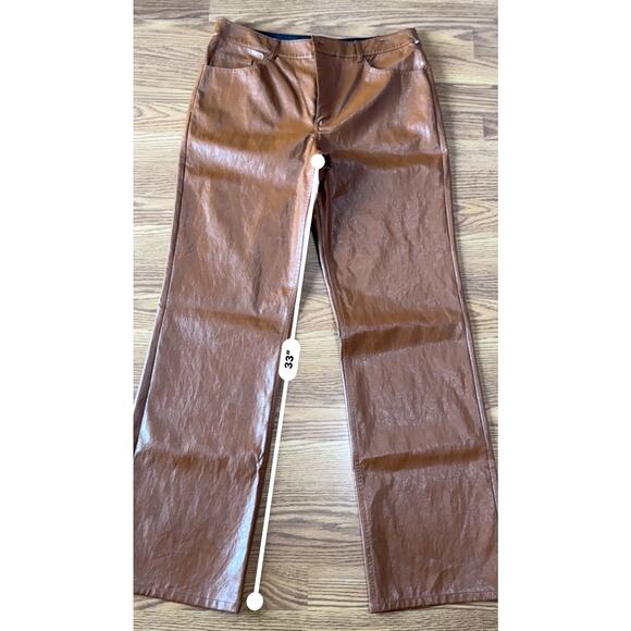 A.L.C. Women's Brown Freddie Faux Leather Bootcut Pants size 14 - Picture 3 of 11